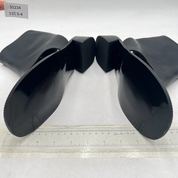 Wo Wagas Black Ankle Boots Chunky Low Heels Flip Flop Open Toe Side Zip Sandals - Picture 7 of 8